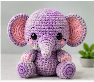 Elefante morado amigurumi